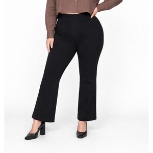 SPANX Black Polished Kick Flare Ponte Pants 1X Petite Pull On Stretch Classic